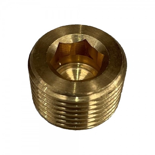 [NPTHP12] Brass Internal Hex Plug 1/2" (21.1mm) Male NPT Thread