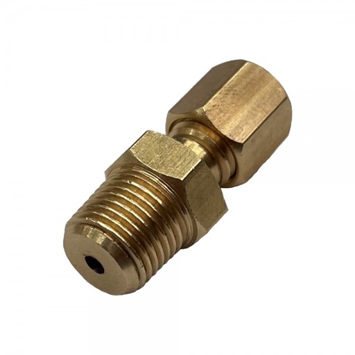 [P301] Brass Single Compression Union 1/8" (3.2mm) Hose Tube to 1/8" (9.7mm) Male BSP Thread