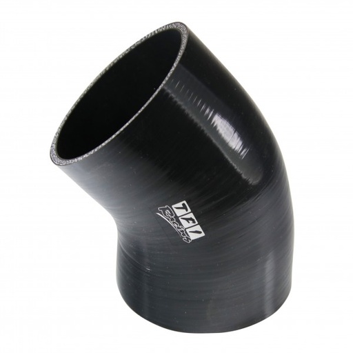 [SH-E45-102-50-BLK] Silicone Hose Black 45 Deg Elbow 100mm (4") ID, 50mm Leg Length