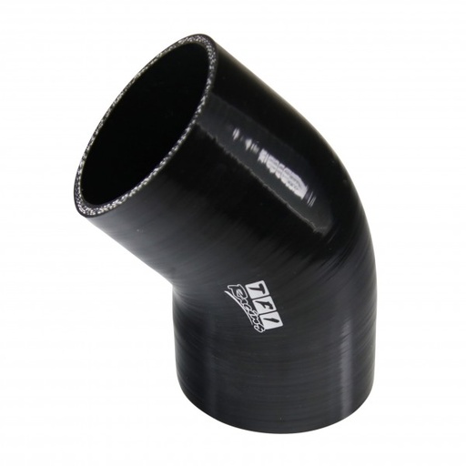 [SH-E45-80-50-BLK] Silicone Hose Black 45 Deg Elbow 80mm (3.125") ID, 50mm Leg Length