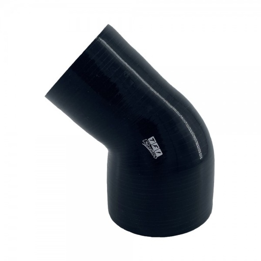 [SH-RE45-102-76-BLK] Silicone Hose Black 45 Deg Reducing Elbow 102 to 76mm (4" to 3") ID, 50mm Leg Length