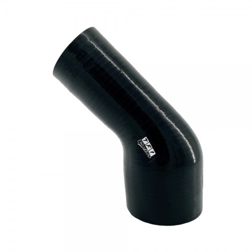 [SH-RE45-76-51-BLK] Silicone Hose Black 45 Deg Reducing Elbow 76 to 51mm (3" to 2") ID, 50mm Leg Length