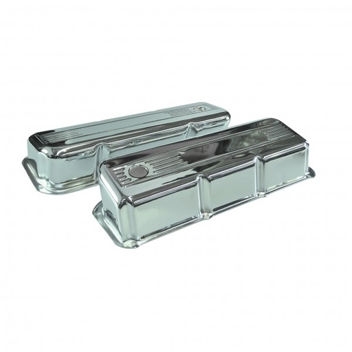 [VC351TALL] Valve Covers Ford Cleveland V8 302-351-400 Tall Chrome Steel Suit Roller Rockers